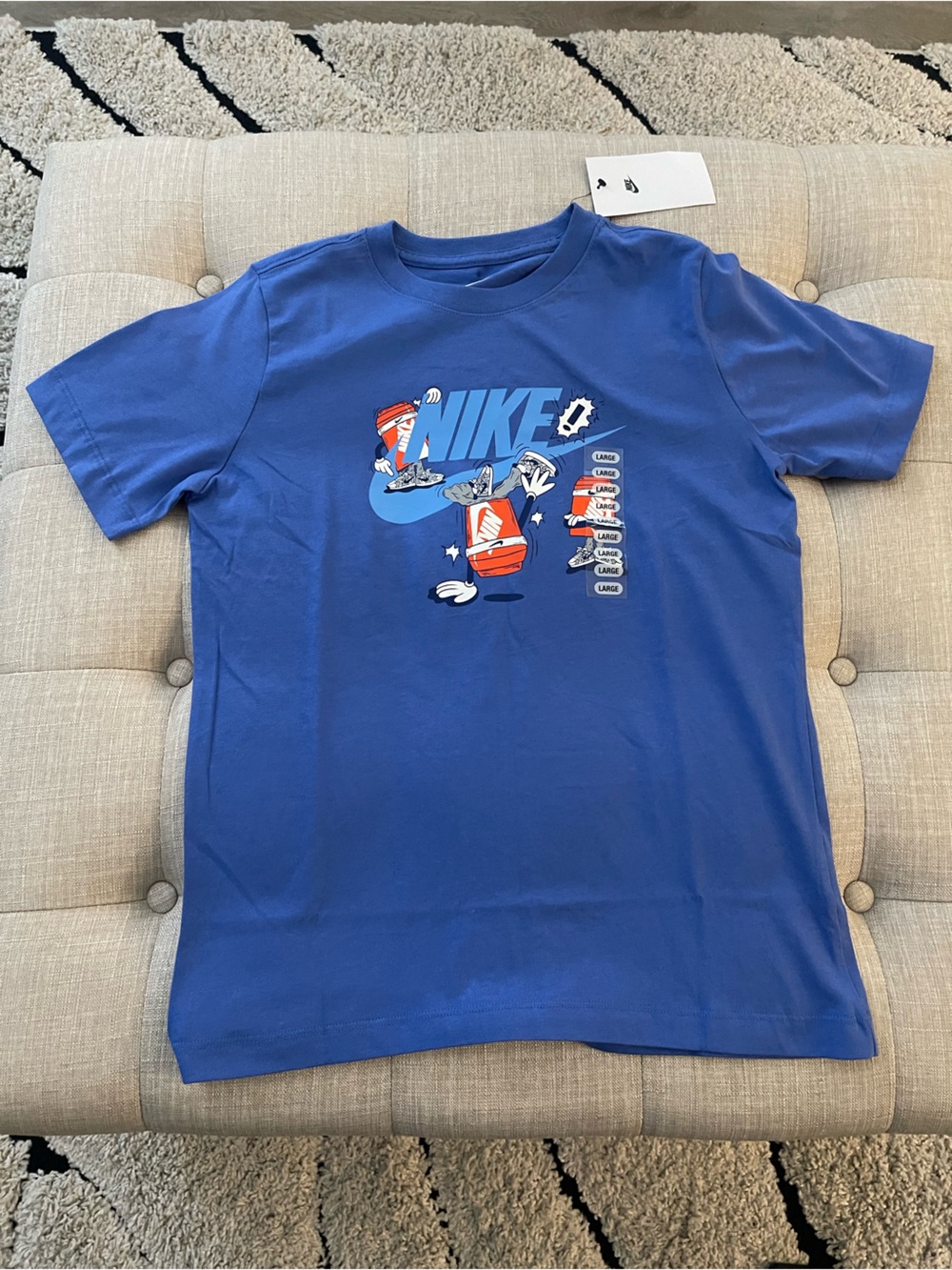 Nike Boy’s Royal Blue Swim Tee with Red & White Graphics size L *note